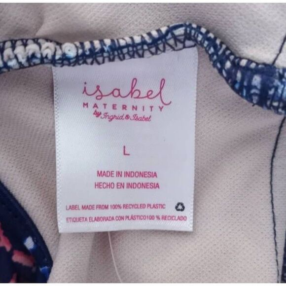 ISABEL MATERNITY BY INGRID & ISABEL NAVY, PINK, & WHITE FLORAL ONE PIECE SWIMSUI - Picture 5 of 7